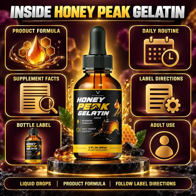 Inside Honey Peak Gelatin listing graphic